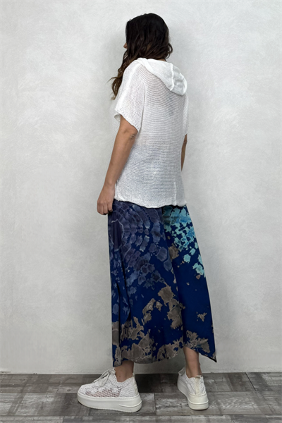 Yırtmaçlı Batik Pantolon - Lacivert