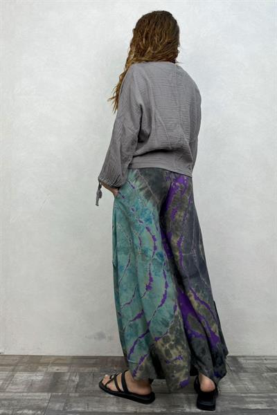 Yırtmaçlı Batik Pantolon - Mor