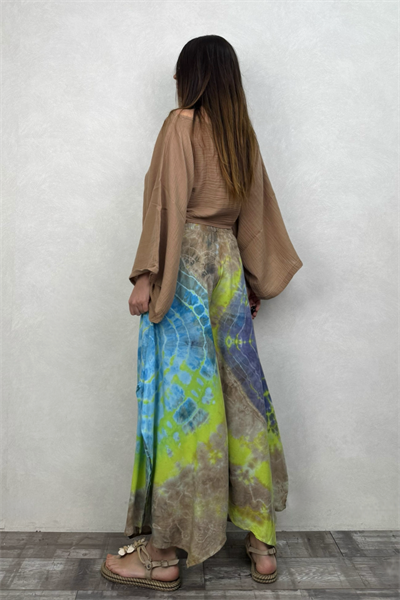 Yırtmaçlı Batik Pantolon - Neon