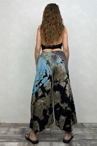 Yırtmaçlı Batik Pantolon - Siyah