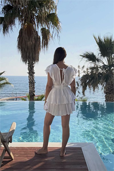Alias Fırfırlı Tulum Elbise - Beyaz
