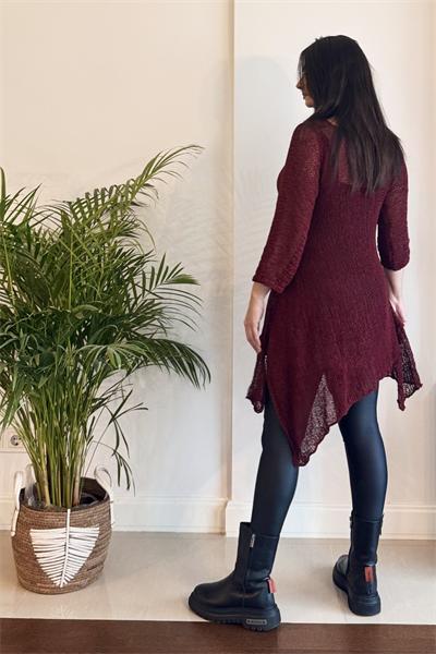Asimetrik Merserize Tunik - Bordo