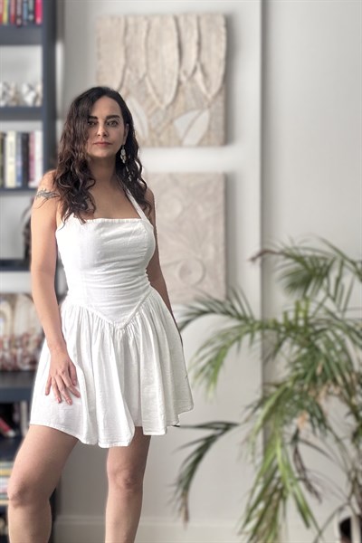 Blanca Armony Keten Elbise -  Beyaz
