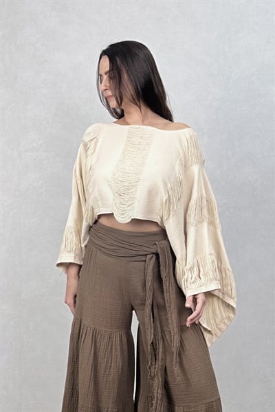 Blanca Bia Premium Bluz - Bej