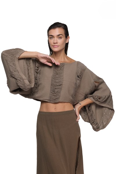 Blanca Bia Premium Bluz -Neutral Brown Doğal Kahve