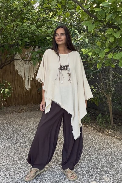Blanca Çakıl Panço Bluz - Bej
