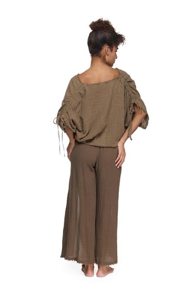 Blanca Elora Müslin Bluz - Neutral Brown Doğal Kahve
