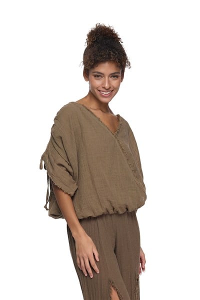 Blanca Elora Müslin Bluz - Neutral Brown Doğal Kahve