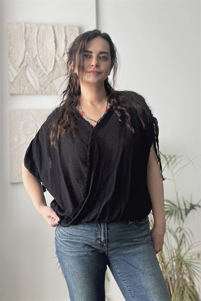 Blanca Elora Müslin Bluz -Siyah