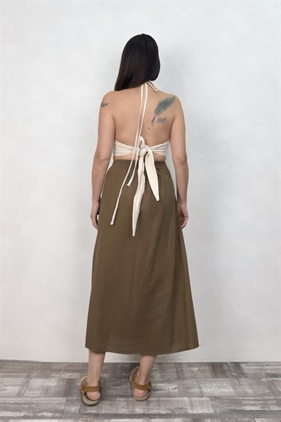 Blanca Gaia Carpe Keten Bluz - Bej