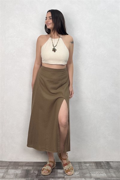Blanca Gaia Carpe Keten Etek  - Neutral Brown Doğal Kahve
