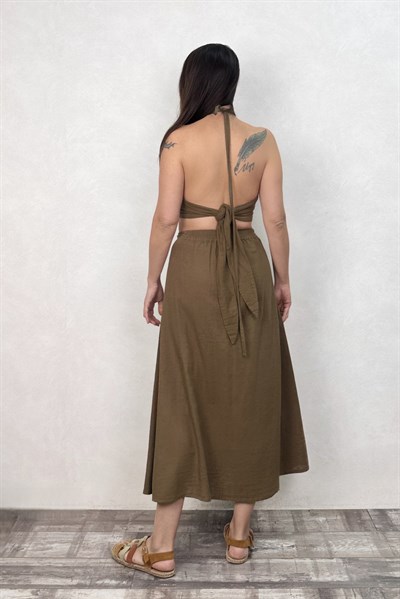 Blanca Gaia Carpe Keten Etek  - Neutral Brown Doğal Kahve