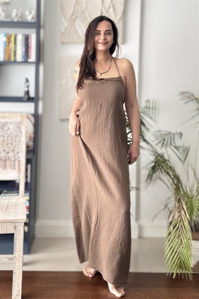 Blanca Gaia Milos Elbise - Neutral Brown Doğal Kahve