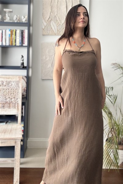 Blanca Gaia Milos Elbise - Neutral Brown Doğal Kahve