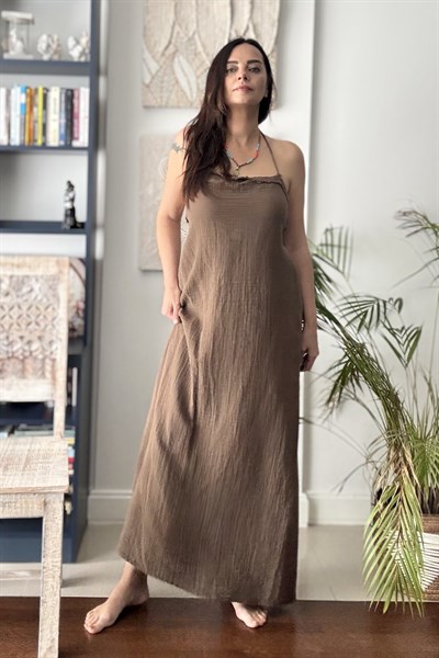 Blanca Gaia Milos Elbise - Neutral Brown Doğal Kahve
