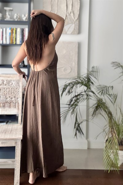 Blanca Gaia Milos Elbise - Neutral Brown Doğal Kahve