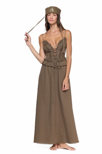 Blanca Gaia Simya Elbise - Neutral Brown Doğal Kahve