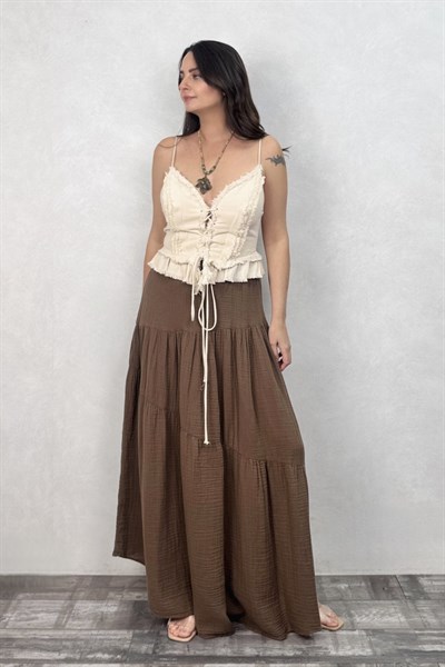 Blanca Gaia Simya Korse Bluz - Bej