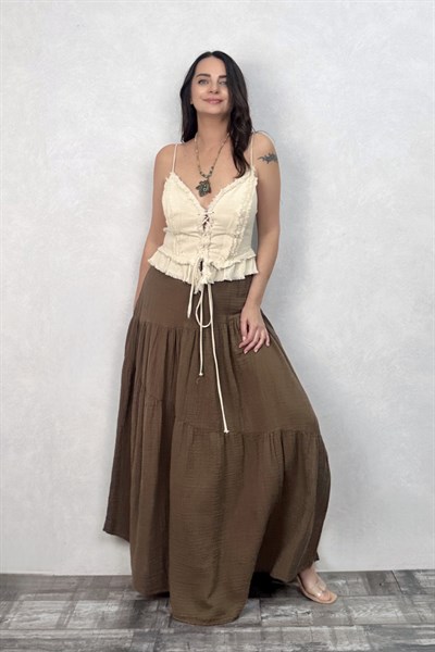 Blanca Gaia Simya Korse Bluz - Bej