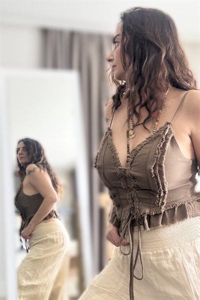 Blanca Gaia Simya Korse Bluz - Neutral Brown Doğal Kahve