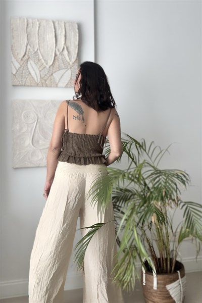 Blanca Gaia Simya Korse Bluz - Neutral Brown Doğal Kahve