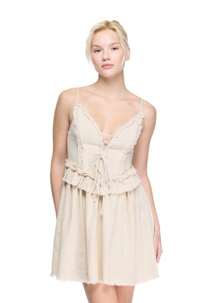 Blanca Gaia Simya Mini Elbise - Bej