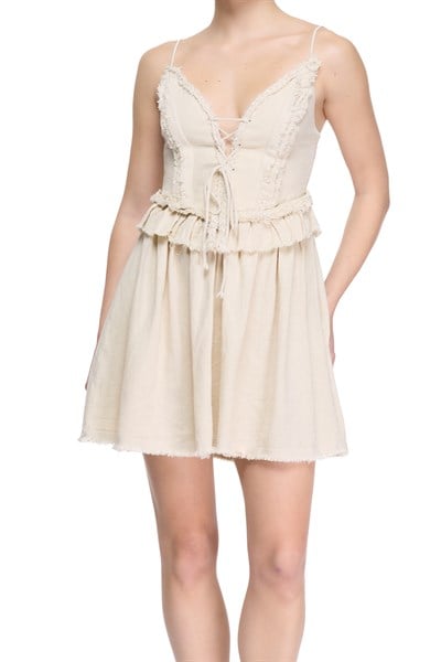 Blanca Gaia Simya Mini Elbise - Bej