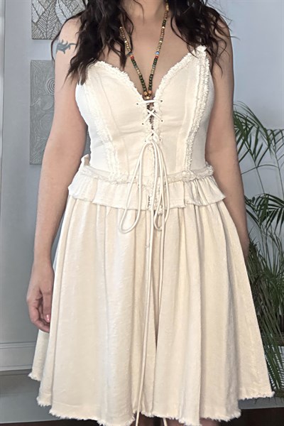 Blanca Gaia Simya Mini Elbise - Bej