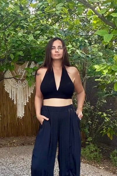 Blanca Gaia Lily Viscon Crop - Siyah  