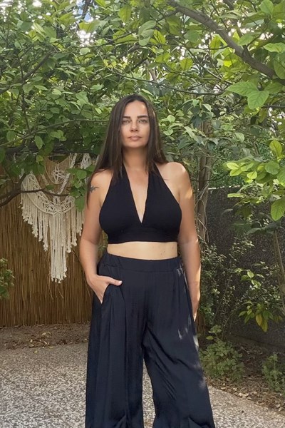 Blanca Gaia Lily Viscon Crop - Siyah  