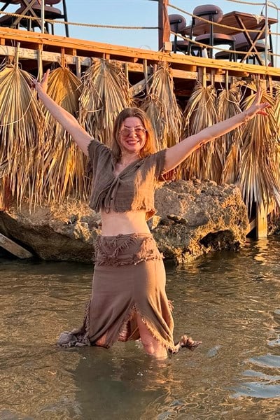 Blanca İda Kemer Detaylı Etek Neutral Brown -Doğal Kahve