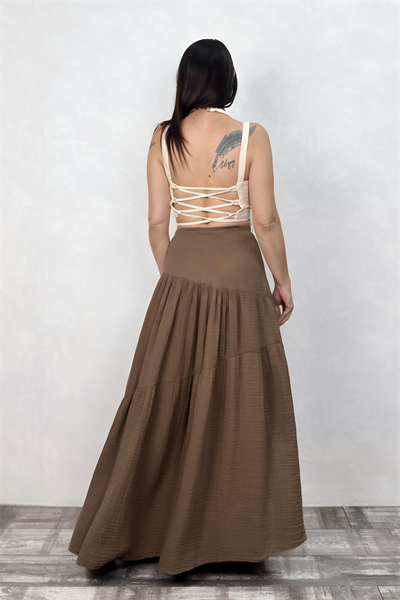 Blanca Jazz Dolamalı Crop Top -Bej