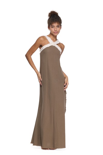 Blanca Gaia Liora Elbise - Neutral Brown Doğal Kahve