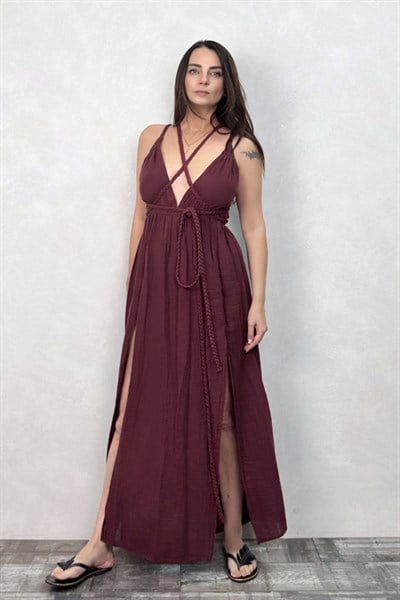 Blanca Niobe Elbise - Ruby Wine Bordo