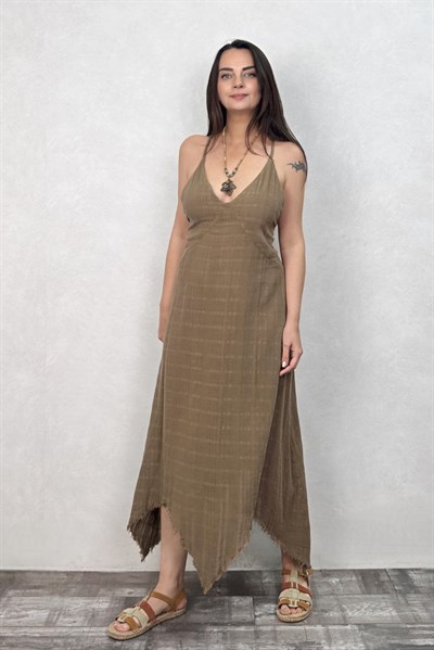 Blanca Rosa Elbise  - Neutral Brown Doğal Kahve