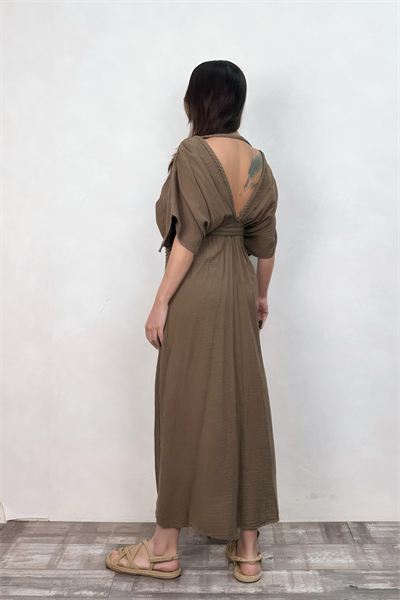 Blanca Selene Elbise - Neutral Brown Doğal Kahve