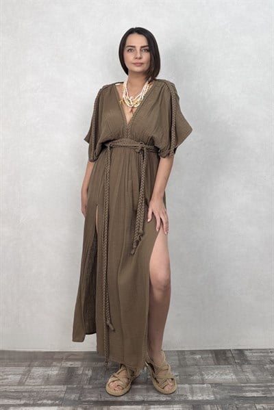 Blanca Selene Elbise - Neutral Brown Doğal Kahve