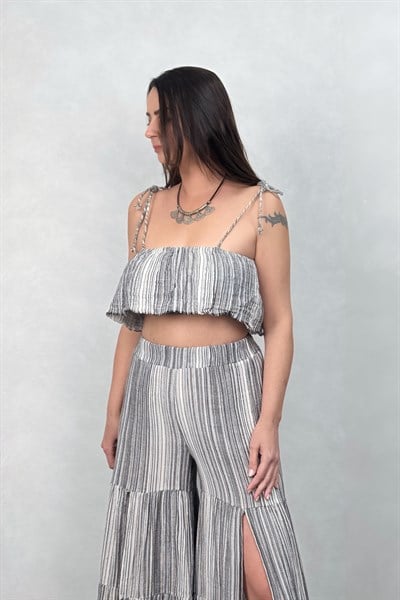 Blanca Thera Crop - Silver Lines Gümüş 
