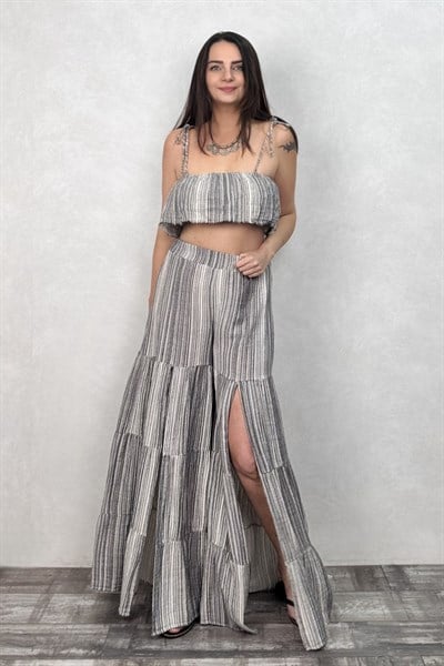 Blanca Thera Crop - Silver Lines Gümüş 