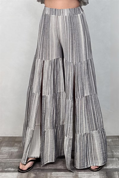 Blanca Thera Yırtmaçlı Pantolon - Silver Lines Gümüş 