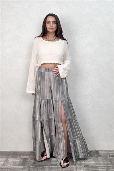 Blanca Thera Yırtmaçlı Pantolon - Silver Lines Gümüş 