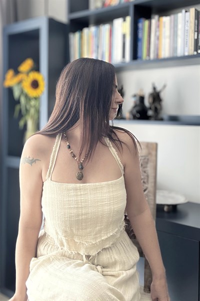 Blanca Vialis Bağlamalı Crop Top -Bej