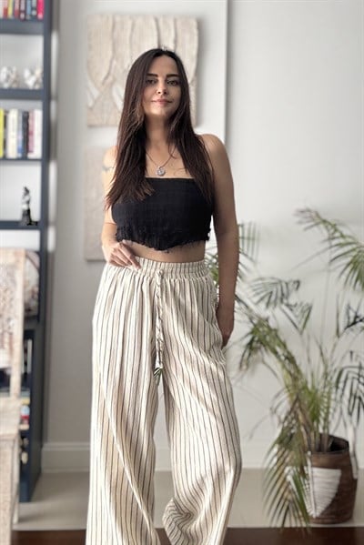 Blanca Vialis Bağlamalı Crop Top - Siyah