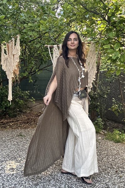 Blanca Vialis Kimono Tunik - Neutral Brown Doğal Kahve