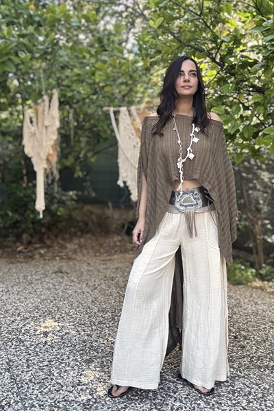 Blanca Vialis Kimono Tunik - Neutral Brown Doğal Kahve