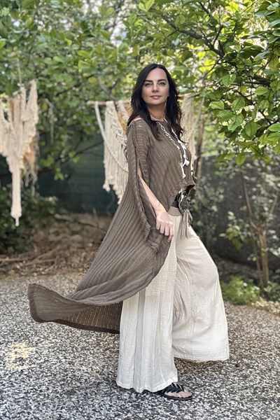 Blanca Vialis Kimono Tunik - Neutral Brown Doğal Kahve