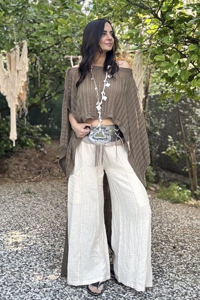 Blanca Vialis Kimono Tunik - Neutral Brown Doğal Kahve