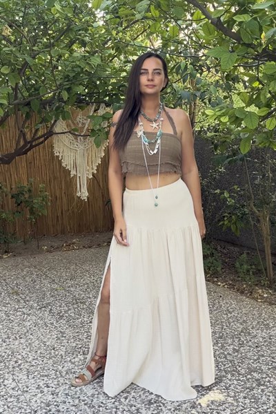 Dione Müslin Etek - Bej