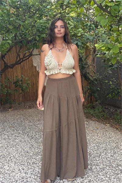Dione Müslin Etek  - Neutral Brown Doğal Kahve