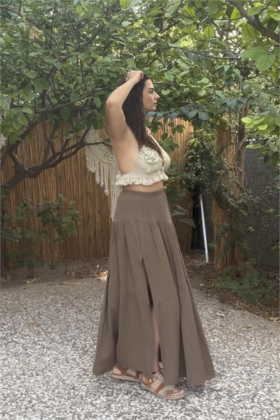 Dione Müslin Etek  - Neutral Brown Doğal Kahve